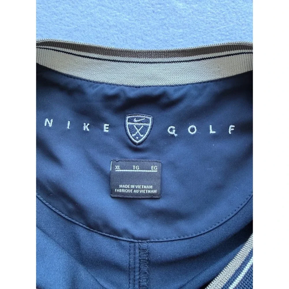 Nike Golf Windbreaker Pullover Men XL Blue V Neck Lightweight Zip Pockets Casual